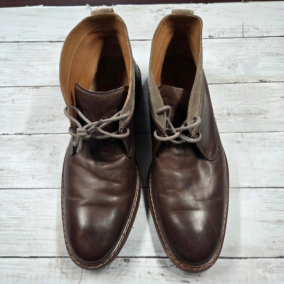Cole Haan Chukka Boots Men 10M Brown C20293 Leather Suede Trim Lace Up Round Toe main image 7